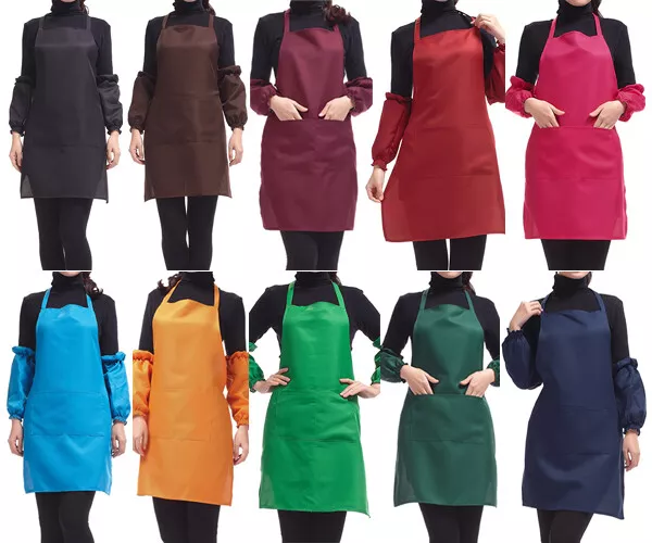 Plain Apron with Front Pocket for Chefs Butchers Kitchen Cooking Craft UK Baking