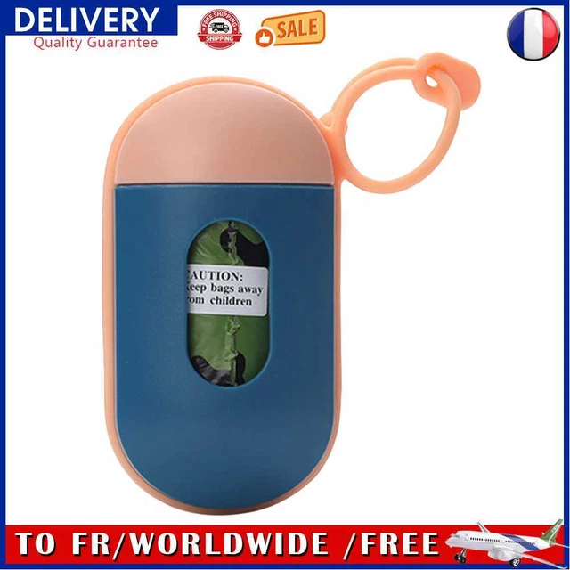Pet Waste Bag Garbage Dispenser Carrier Cat Dogs Poop Holder (Blue Pink)