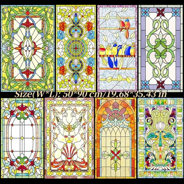 Church Stained Glass Stickers Frosted Static Bathroom Window Decoration Film