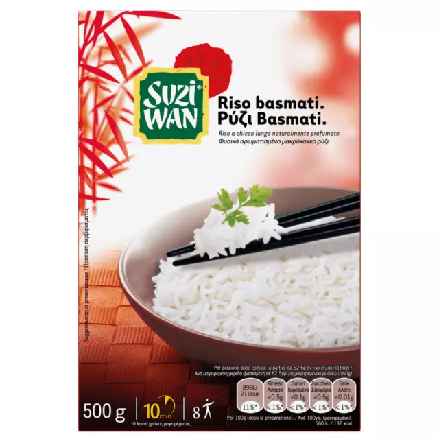 Suzi Wan Riso Basmati Langer Dünner Reis in 10 Minuten Fertig 500g Packung