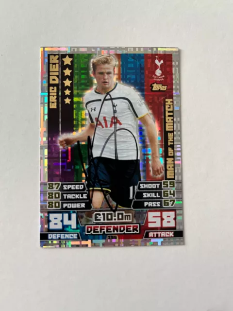 Hand signed football trading card of ERIC DIER, TOTTENHAM FC autograph