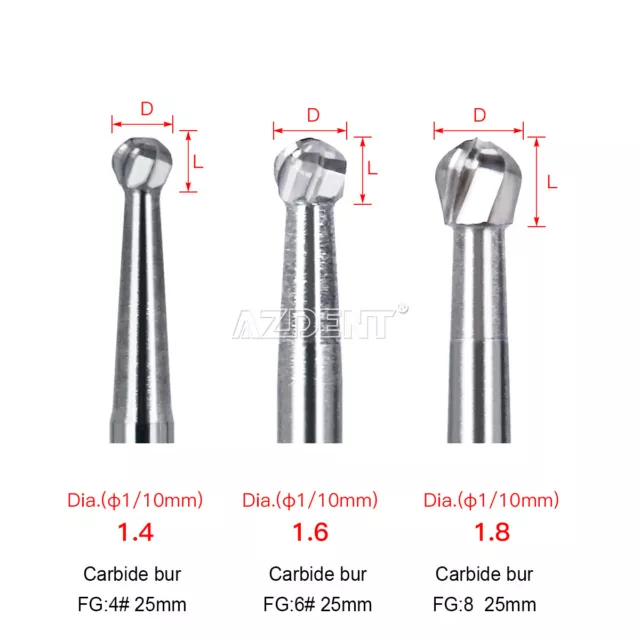 Dental Surgical Tungsten Carbide Bur FGXL Round type For High Speed Handpiece 3