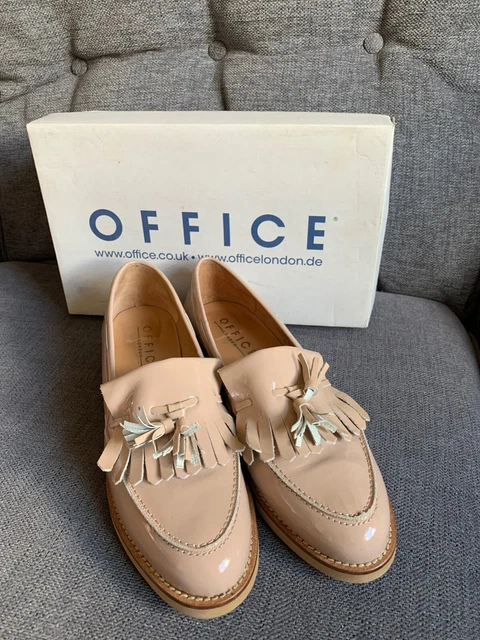 OFFICE LONDON LADIES Shoes 8 41 Loafers Nude Leather Smart Patent
