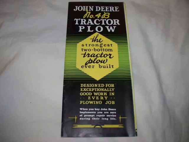 1938 John Deere No. 4B Tractor Plow Advertising Brochure