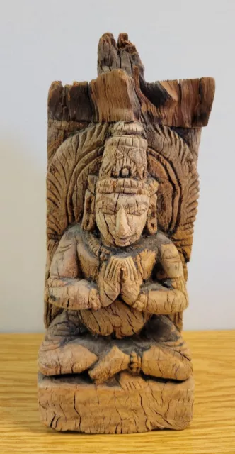 Antique Early 19th Century Indian Hand Carved Solid Wood Ganesha Statue/Carving
