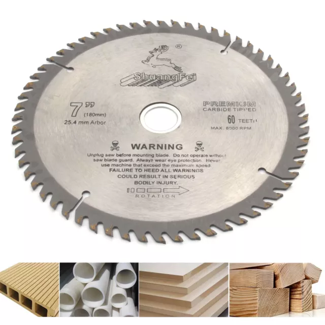 180mm Carbide Circular Saw Blade Wood Cutting Disc Metal Cut Off Tool 40/60Teeth