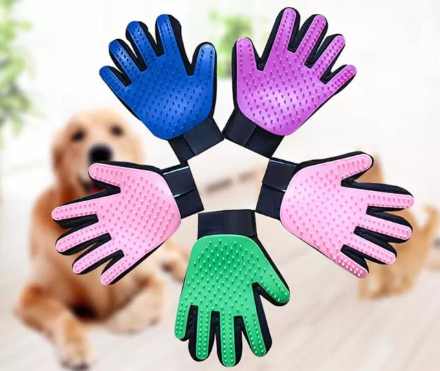 1-2 Pair Pet Dog Cat Deshedding Brush Grooming Glove Massage Hair Fur Removal US