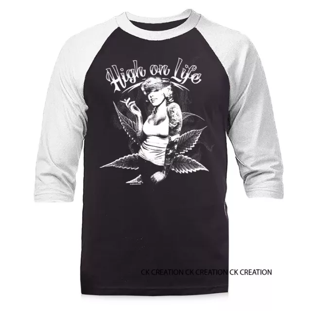 Monroe Outlaw Bike Pose  3/4 Sleeve Graphic  Raglan 3/4 Sleeve Baseball T-shirt
