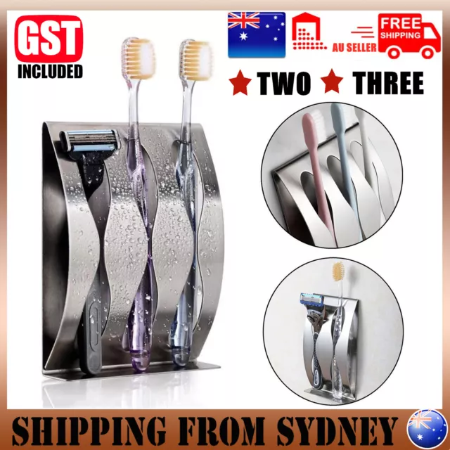 Toothbrush Holder Stainless Steel Wall Mount Suction Cups Bathroom Organizer AU
