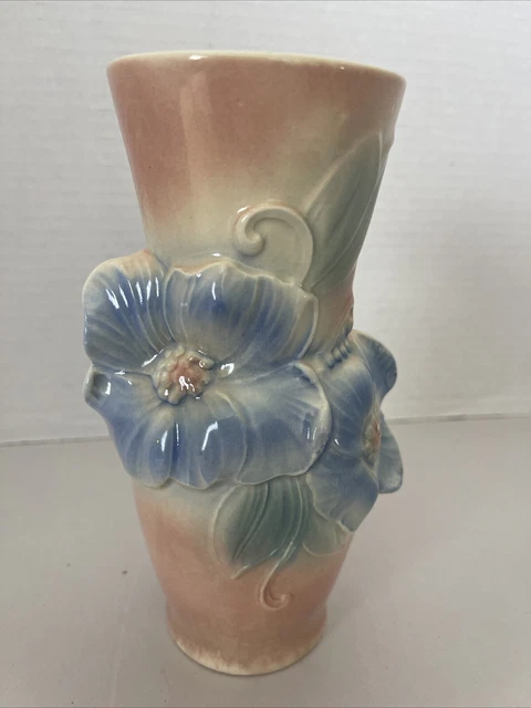 ROYAL COPLEY VASE Floral Pink / Blue Peony Flower Ceramic