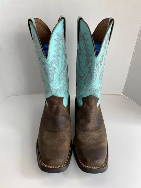 Justin Gypsy Women's Boots 8.5B Turquoise & Brown Leather L4893 Western Cowboy