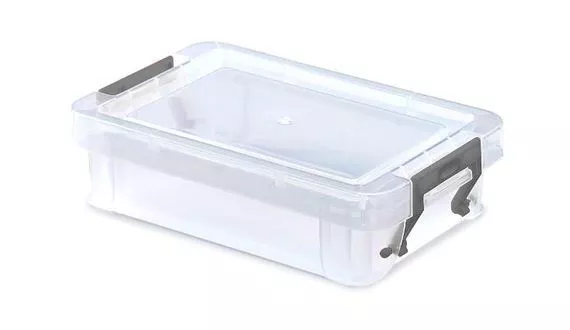 Wham Large Crystal Stacking Plastic Storage Box Container + Clear Clip Lid  Home