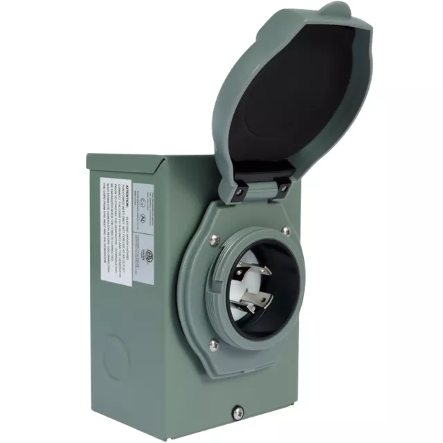 30 AMP GENERATOR Inlet Box Weather Resistant 4 Prong Power Inlet