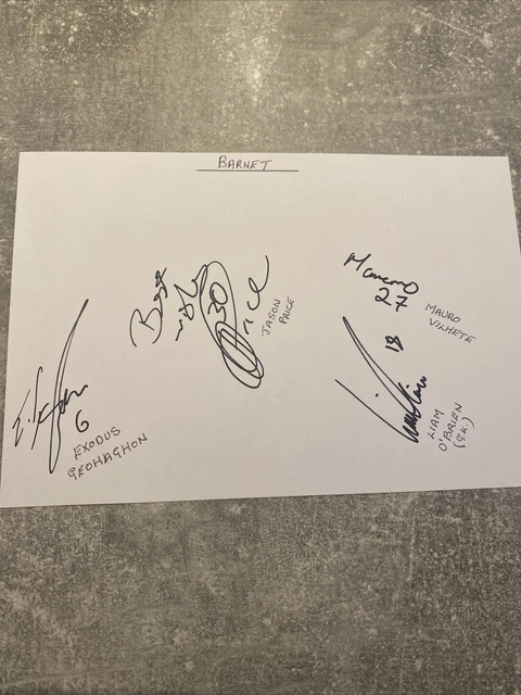 19 X Barnet Fc signatures - hand signed - white autograph paper - Charlie Taylor