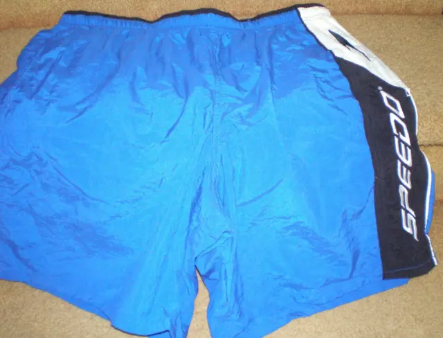 Speedo Swimsuit Mens sz Medium Swim Trunks Blue Logo  Board Shorts
