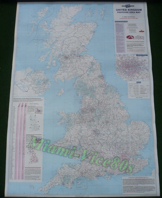 POSTCODE MAP OF THE UK LAMINATED WALL MAP 120cm X 83cm £16.99