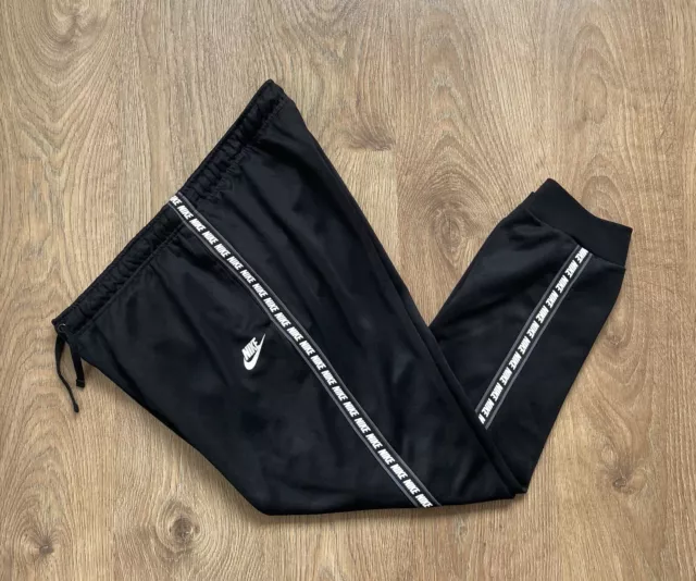 Nike Repeat Mens Logo Tape Joggers Track Pants Size L Large Black