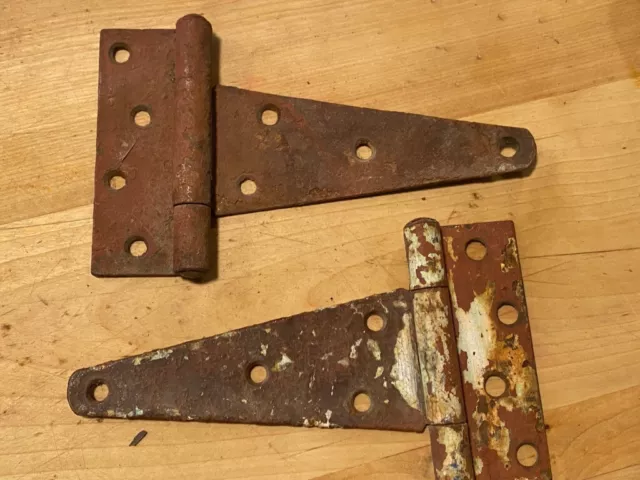 2 Rusty Crusty  8" GATE HINGES Vintage Repair Restoration Barn Shed Gate