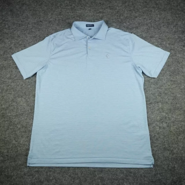 Peter Millar Crown Crafted Polo Shirt Mens Extra Large Blue Striped Golf Rugby-