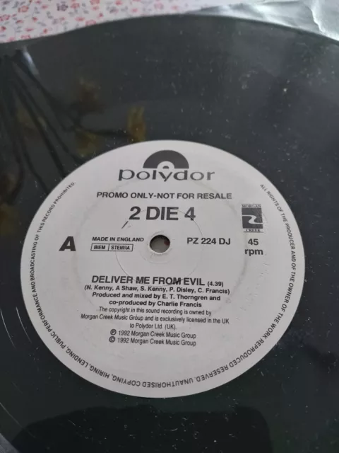 2 Die 4 Deliver Me From Evil 12" Vinyl Single Polydor 1992 Promo