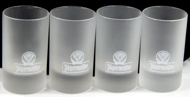 SET OF 2 LARGE JAGERMEISTER SHOT GLASSES BARWARE FROSTED 2cl & 4cl MARK PARTY