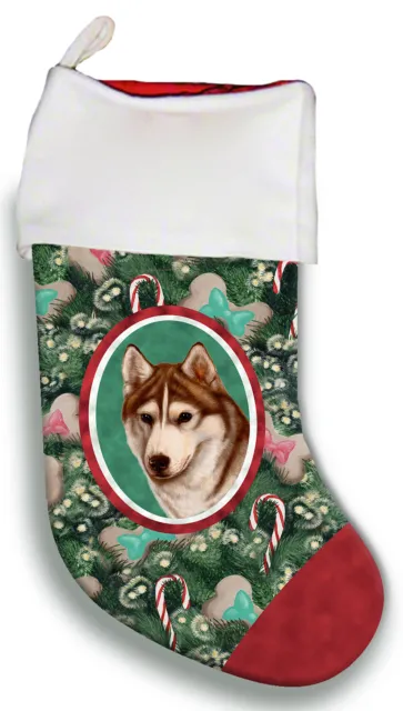 Christmas Stocking - Red and White Brown-Eyed Siberian Husky 11230