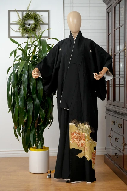Dear Vanilla Japanese Silk Tomesode Kimono Women's Authentic Japan Vintage Mint