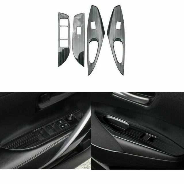 Black Titanium Window Lift Panel Switch Cover Trim For 2019-2021 Toyota Corolla