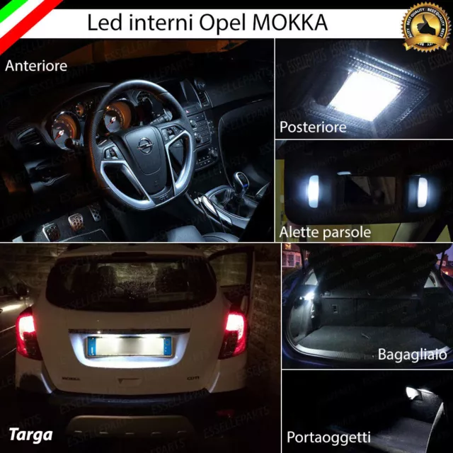 Kit Led Interni Opel Mokka Conversione Completa + Led Targa Canbus 6000K Bianco