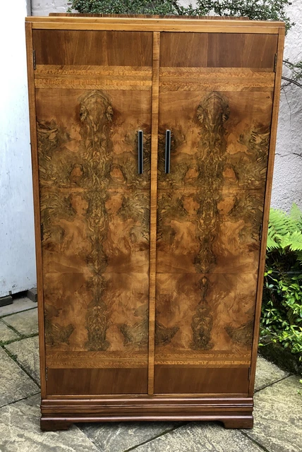 Superb Walnut Art Deco Tallboy Cabinet/Childs Wardrobe Amazing Veneers