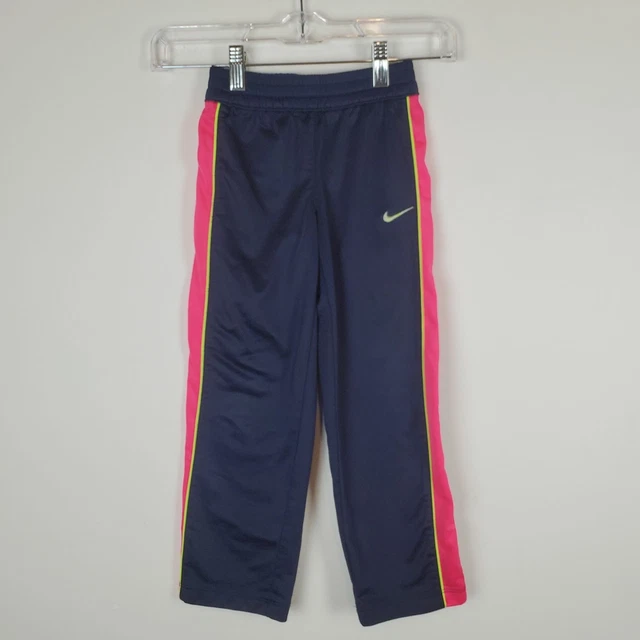Nike Pants Girls 6 Blue Pink Athletic track straight leg elastic waist Sporty
