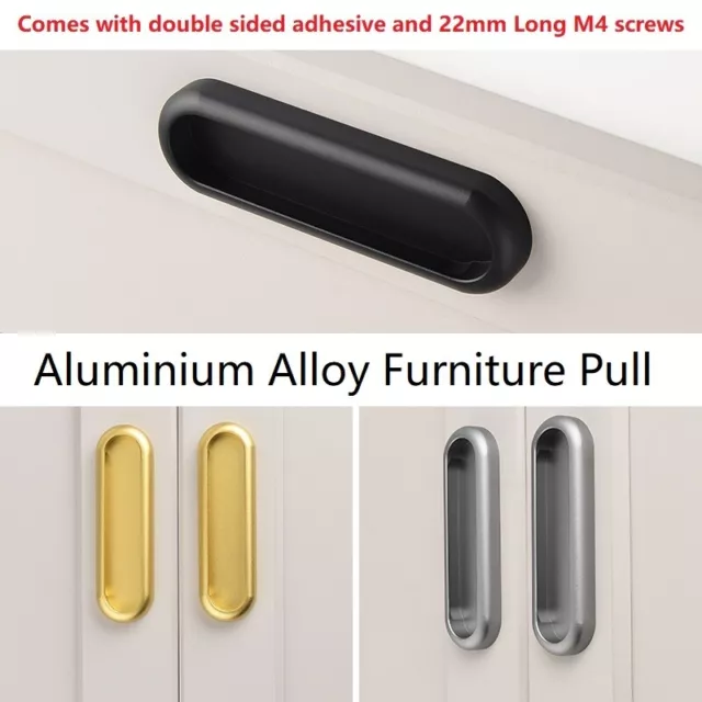 Self Adhesive Handles Sliding Barn Door Windows Cabinets Recessed Finger Pull 2