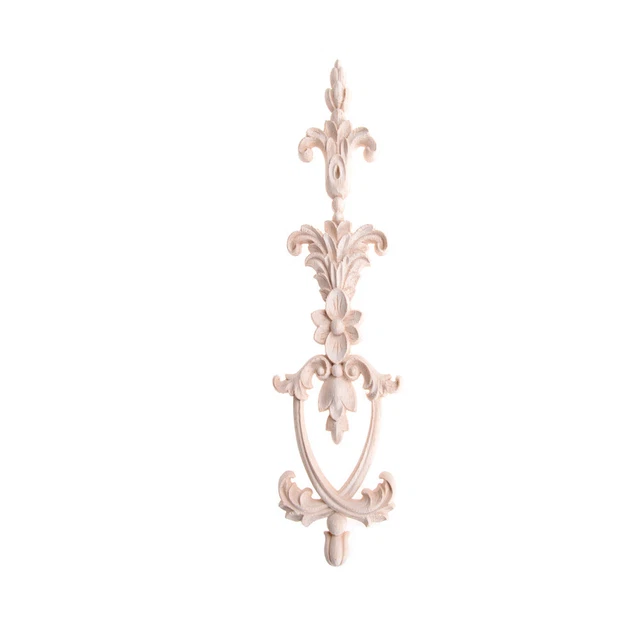 Wood Carved Corner Onlay Applique Unpainted Frame Decal Home Decor 25x6cm F3