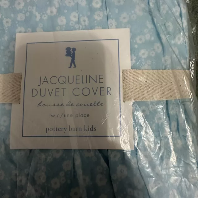 NWT Pottery Barn Kids Blue Jacqueline Ditsy Floral Dots Twin Duvet Cover New 2