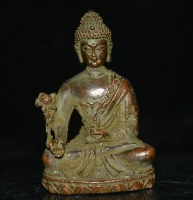 5.5Cm Tibetan Buddhist Bronze Gate with Wax Medicine Buddha and Medical God