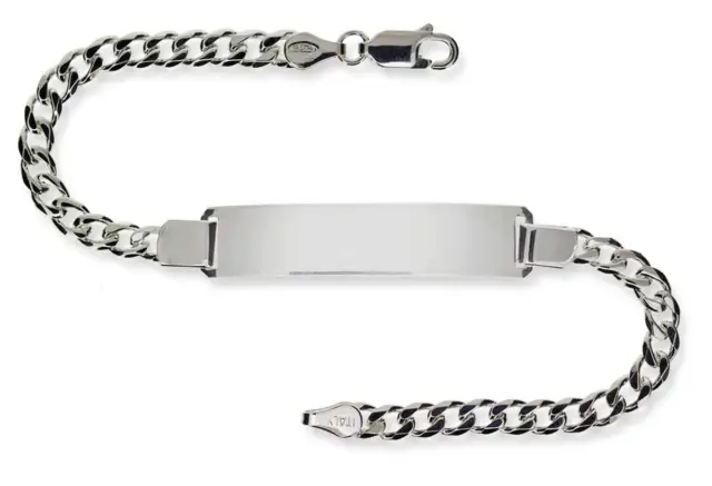 Sterling Silver Id Bracelet Free Engraving Ladies Identity Curb Link Chain Boxed