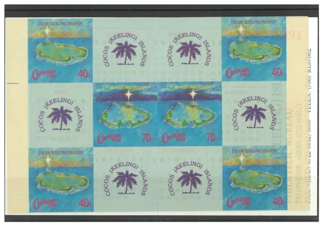 Cocos Islands 1990 Christmas Booklet Pane 40cx4 70cx2 Stamps & 6 Labels 17-14