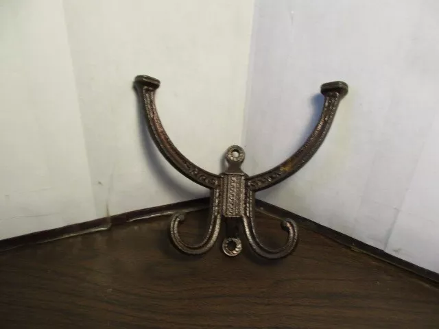 VINTAGE Decorative Cast Iron Double Coat - Hat Hook - Wall Mount