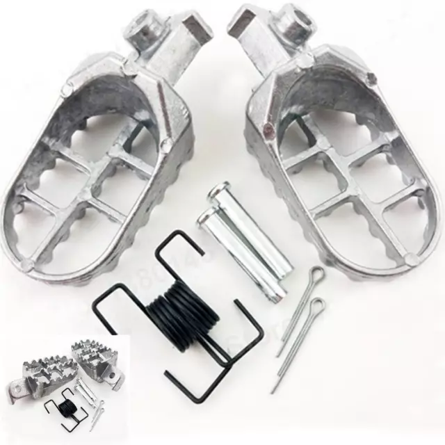 2 Pcs/Set Aluminum Motorcycle Bike Motocross Wide Fat Foot Peg Footrest Silver