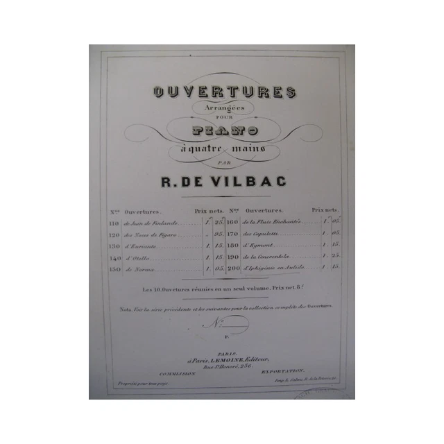 GLUCK Iphigénie en Aulide Ouverture Piano 4 mains ca1858