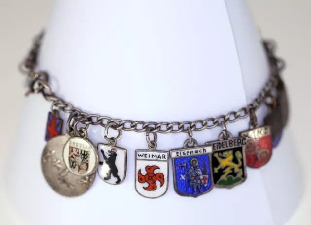 Antique flags charm bracelet from Germany circa 1920s-Sterling silver,800 Silver