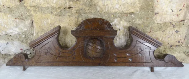 27"  Antique French Hand Carved Wood Solid Oak Pediment - Crown