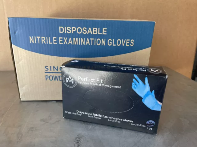 Aries Medical Disposable Nitrile Exam  Gloves PowderFree Case of 1000 MEDiUM