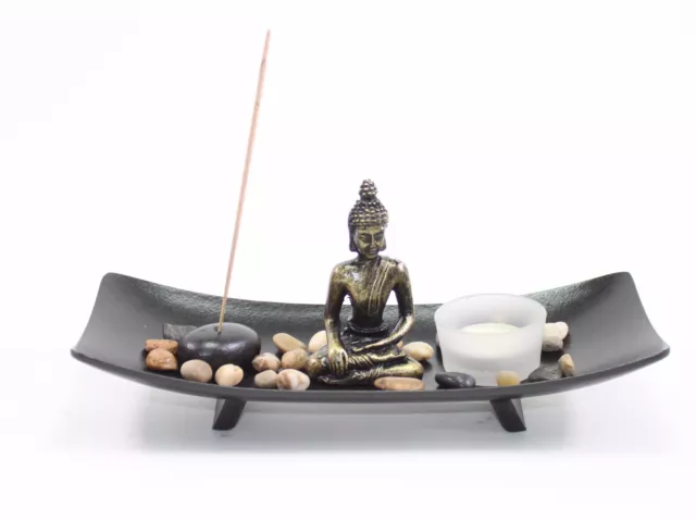 Tabletop Zen Garden Buddha Rock Candle Incense Burner Home Decor Relaxing Gift