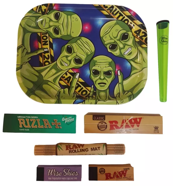 Rolling Tray Gift Set Cute Alien Rolling Tray RAW Rolling Papers Tips Kit