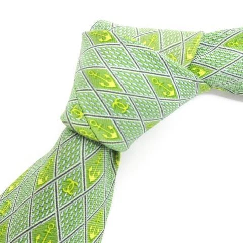 CHANEL necktie Cocomark Tie Italy Green Large sword 9.5cm length 150cm used