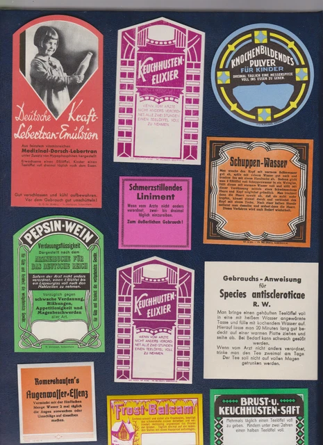 alte Etiketten / Apotheke, Drogerie, Werbung