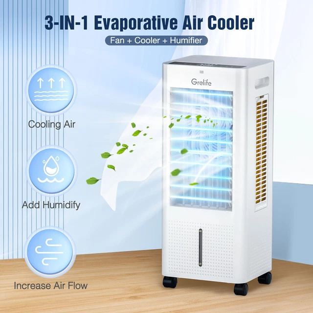 PORTABLE EVAPORATIVE AIR Cooler Conditioner Fan & Humidifier w/ Remote