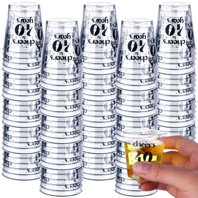 100 Pcs Cheers 40th Anniversary Party Shot Glasses