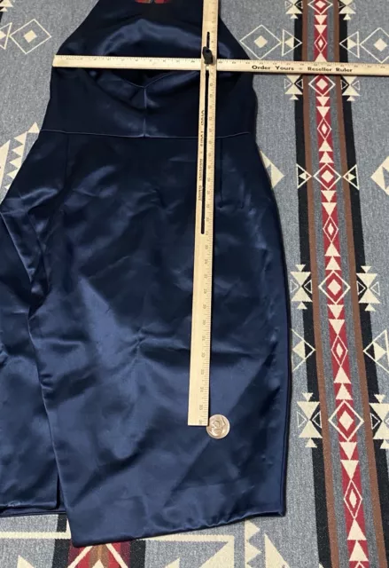 Nicholas Bonded Silk Cross Back Dress Gown Women's Sz 8 NWT $550 Navy Blue T68 3